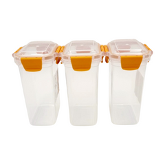 3 pcs Slim Line Airtight Containers - 1100ml 3 pcs Slim Line Airtight Containers - 1100ml