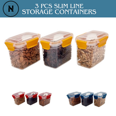 3 pcs Slim Line Airtight Containers -700ml 3 pcs Slim Line Airtight Containers -700ml