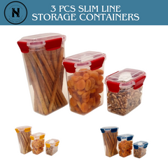 3 pcs Slim Line Airtight Containers Set 3 pcs Slim Line Airtight Containers Set