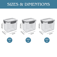 3 pcs Airtight Food Storage Containers - 1500ml 3 pcs Airtight Food Storage Containers - 1500ml