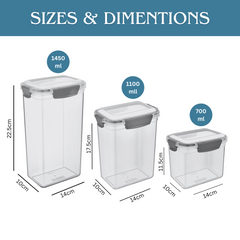 3 pcs Slim Line Airtight Containers Set 3 pcs Slim Line Airtight Containers Set