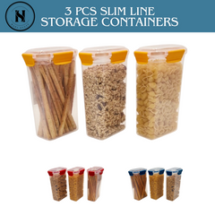 3 pcs Slim Line Airtight Containers -1450ml