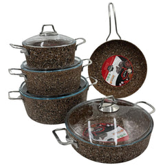 Discovery 9 piece Granite Cookware Set