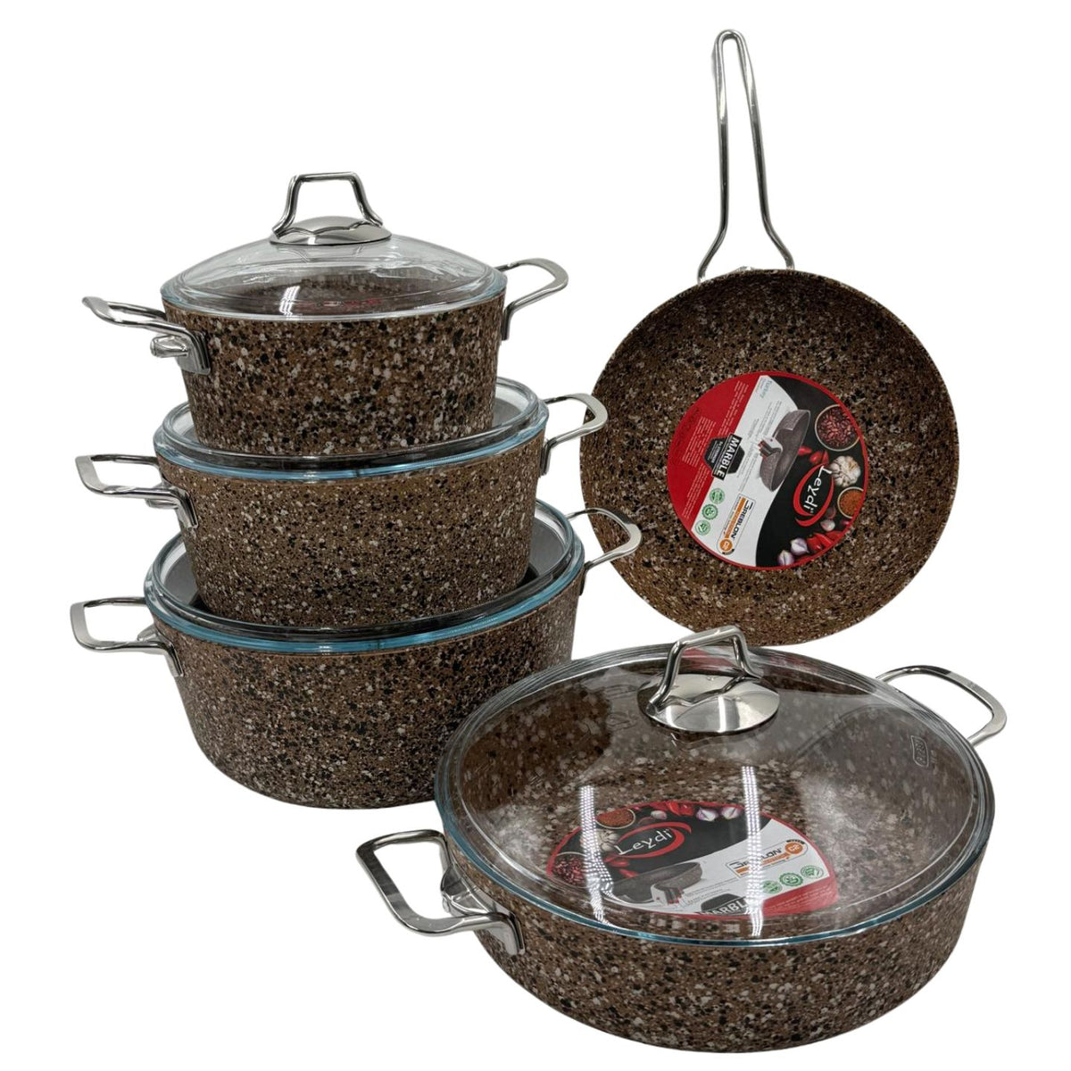 Discovery 9 piece Granite Cookware Set
