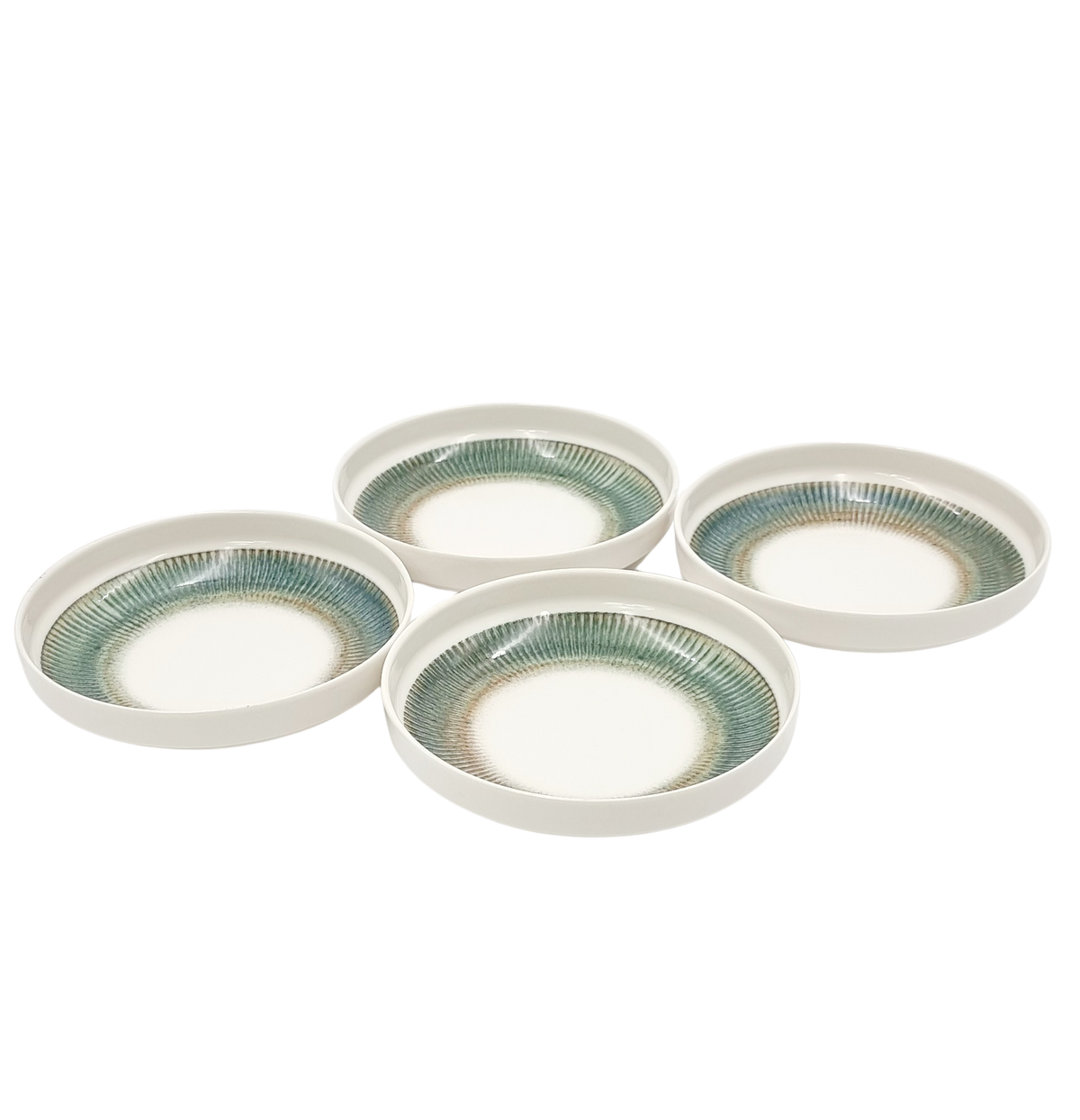 4 Piece Porcelain Deep Plates - Fossil