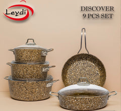Discovery 9 piece Granite Cookware Set