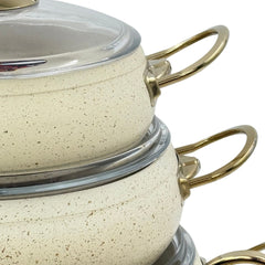 Elite Ivory 9 piece Granite Cookware Set