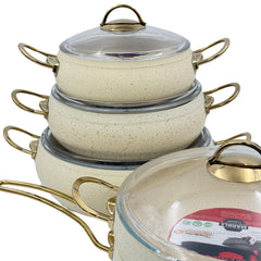 Elite Ivory 9 piece Granite Cookware Set
