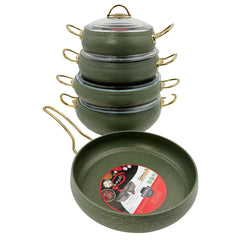 Elite Olive 9 piece Granite Cookware Set