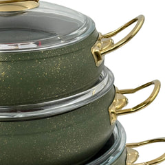 Elite Olive 9 piece Granite Cookware Set