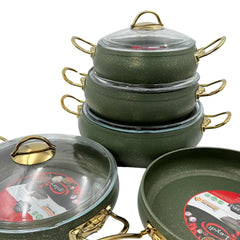 Elite Olive 9 piece Granite Cookware Set